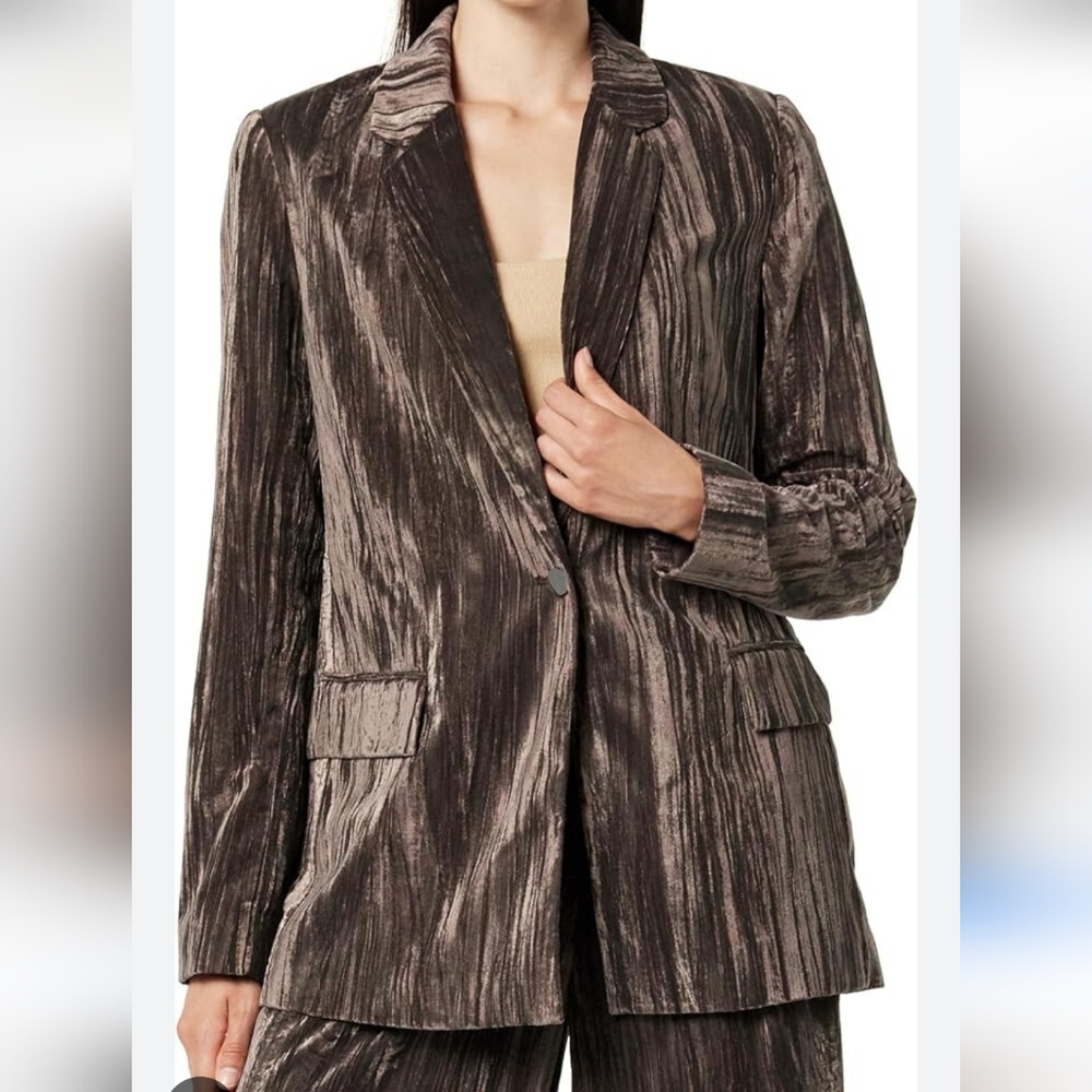 Vintage Tesori Silk Blend Crushed Velvet Brown Blazer Size 12 Dark Academia